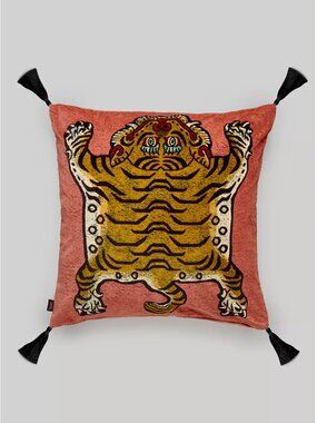 House of Hackney Saber Pink Velvet Pillow with Tassels